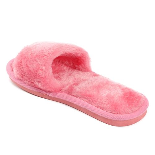 Pink Puffy Slippers Pink Fluffy Cross Strap Slippers Lingerie