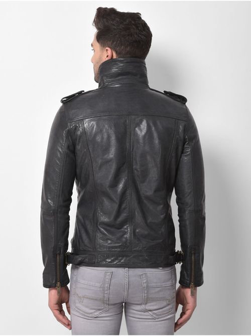 Buy WOODLAND Mens Solid Full Sleeves Black Jacket Online