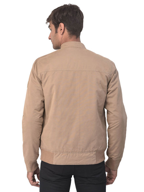 Buy WOODLAND Mens Solid Full Sleeves Beige Jacket Online