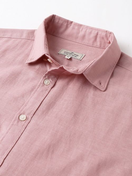 Buy WOODLAND Mens Solid Full Sleeves Pink Casual Shirt Online
