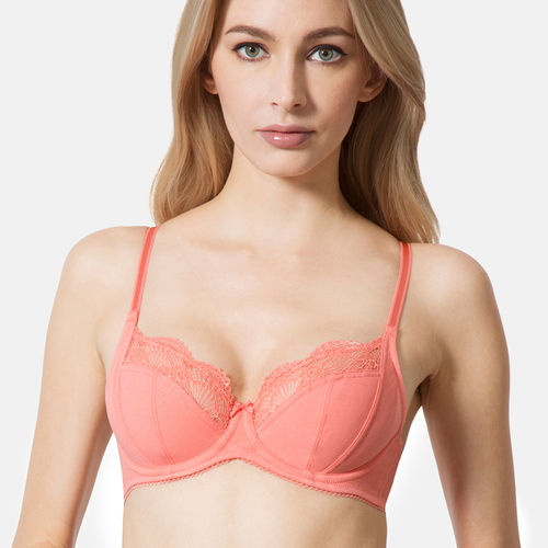 Buy Van Heusen Women Anti Bacterial & Non Padded Lace Tipped Bra - Shell  Pink Online