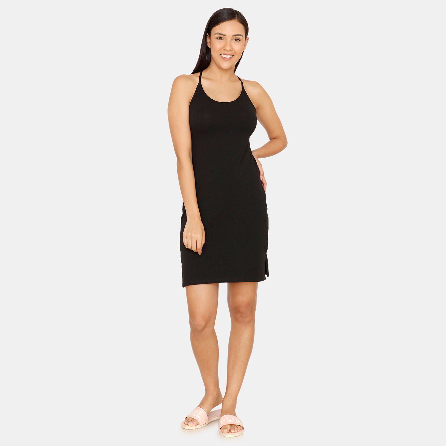 Zivame Mid-Length Kurta Slip - Black: Buy Zivame Mid-Length Kurta Slip ...