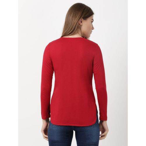 Buy Jockey Rx21 Women's Micro Modal Cotton Full Sleeve T-shirt With Curved  Hem Red Online