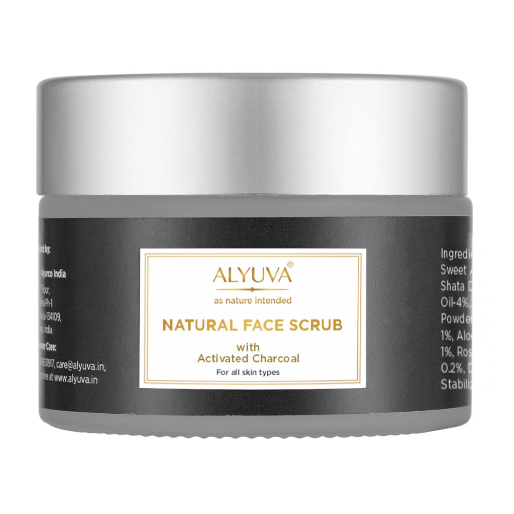 Alyuva Natural Avacado & Rosehip Face Scrub with Activated Charcoal for Exfoliation & Tan Removal
