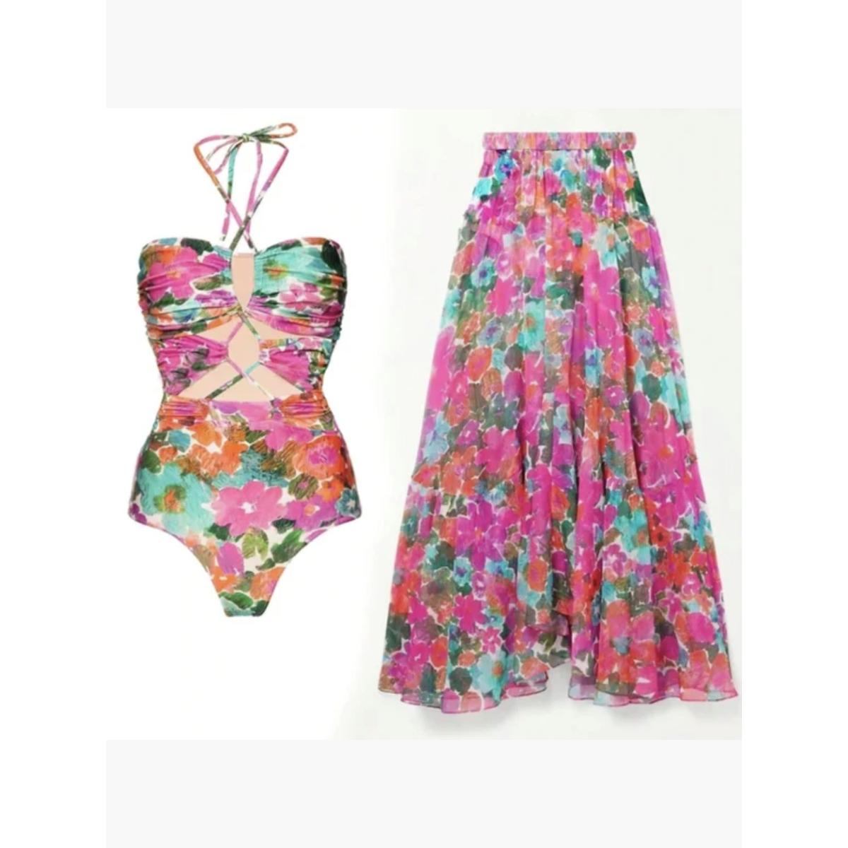 Buy WomanLikeU Waves By Shrijal Eternal Summer Monokini with Skirt