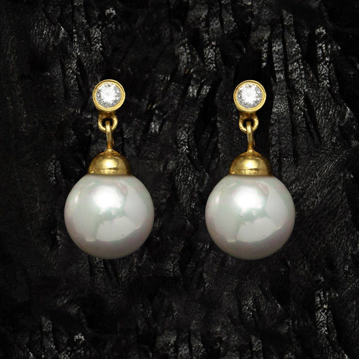 CLARA 92.5 Sterling Silver Gold Plated Pearl Earrings Gift for Women and Girls