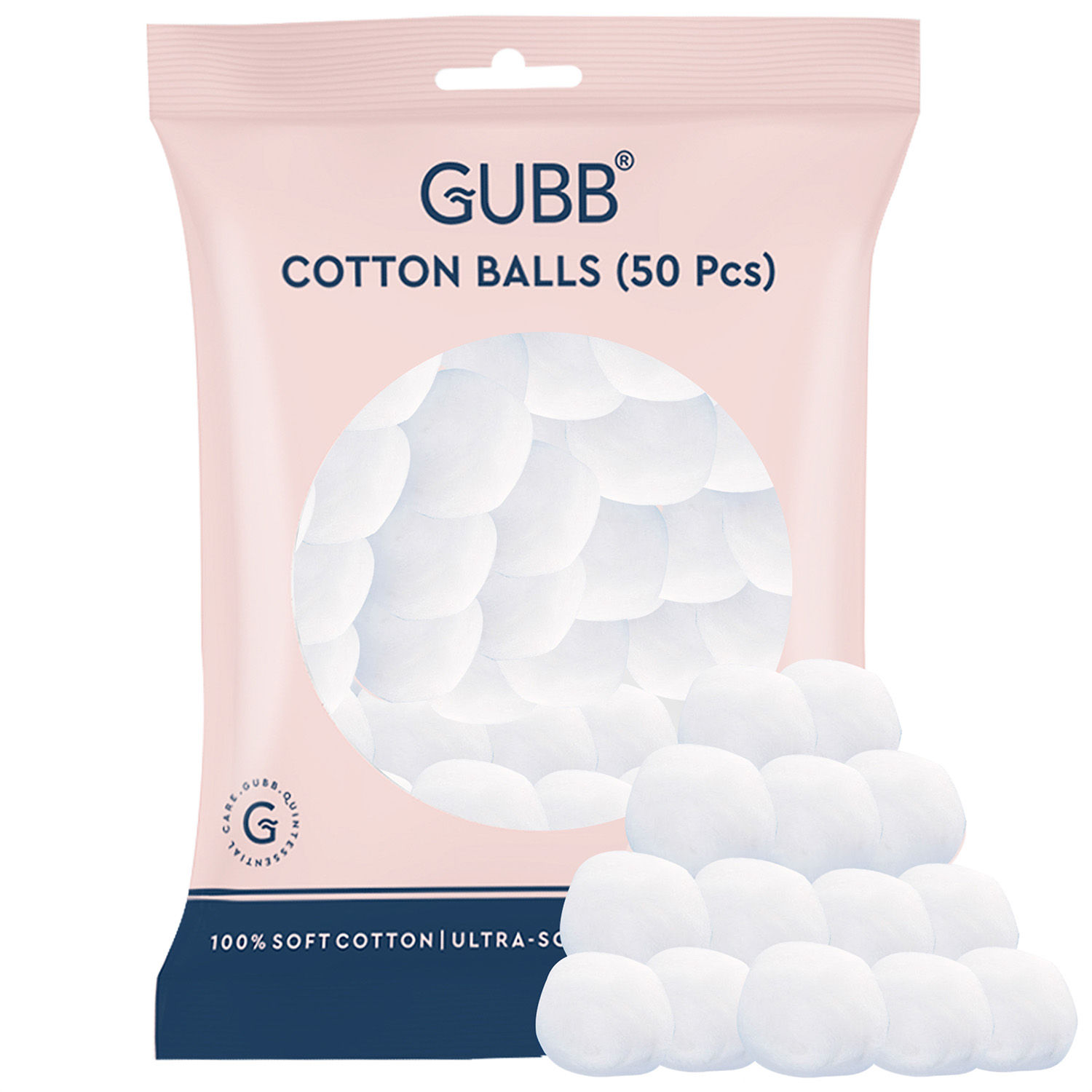 GUBB White Cotton Balls For Face Cleansing & Makeup Removal - 50 Pieces