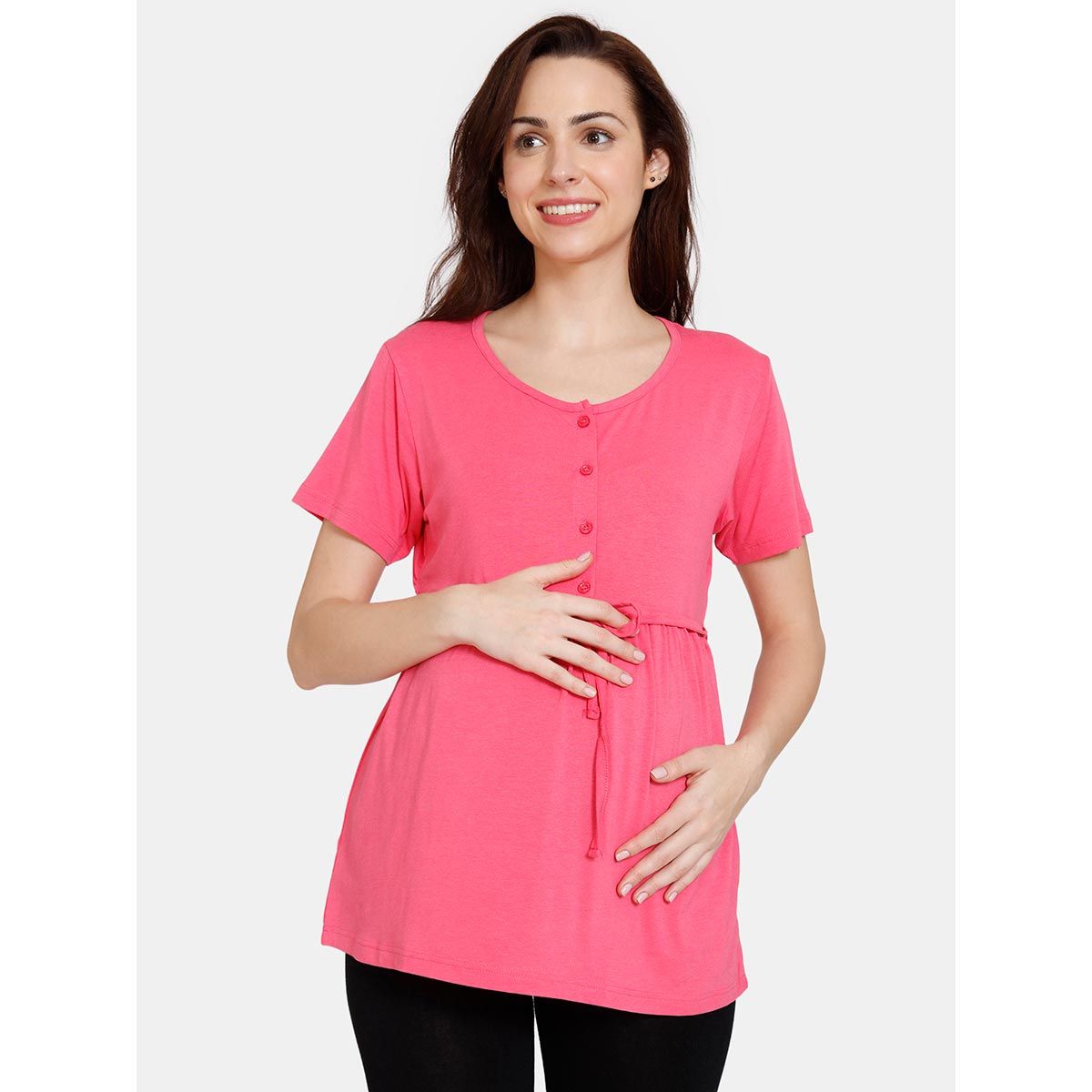 Zivame Coucou Bamboo Cotton Maternity & Feeding Top Front Open Button