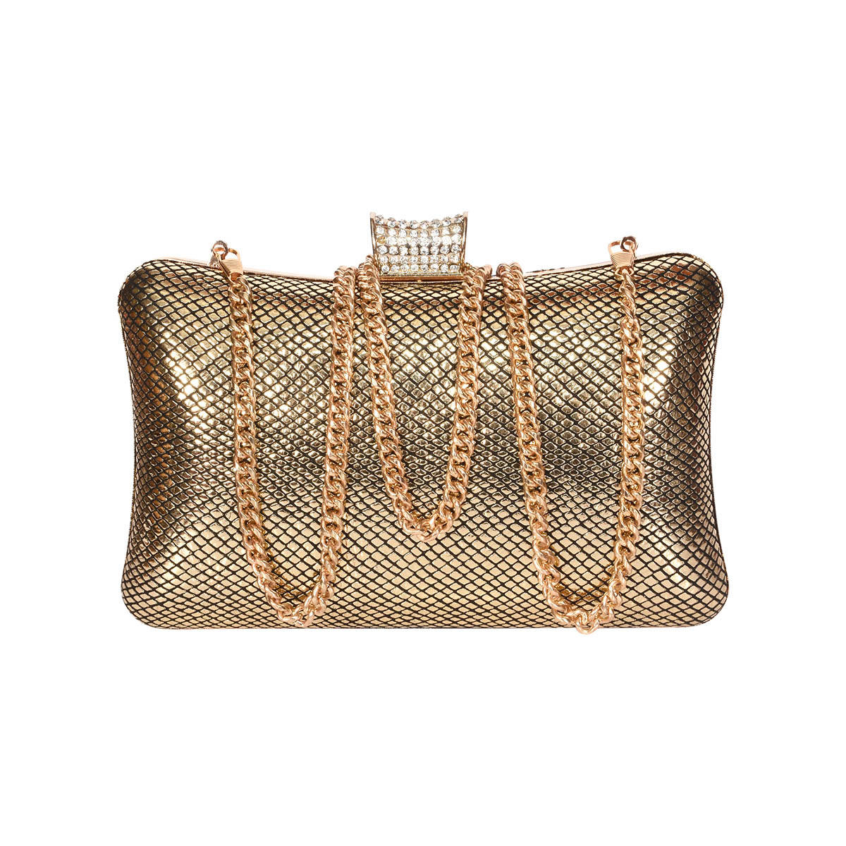 Sassora Genuine Premium Leather Golden Color Clutch (M)