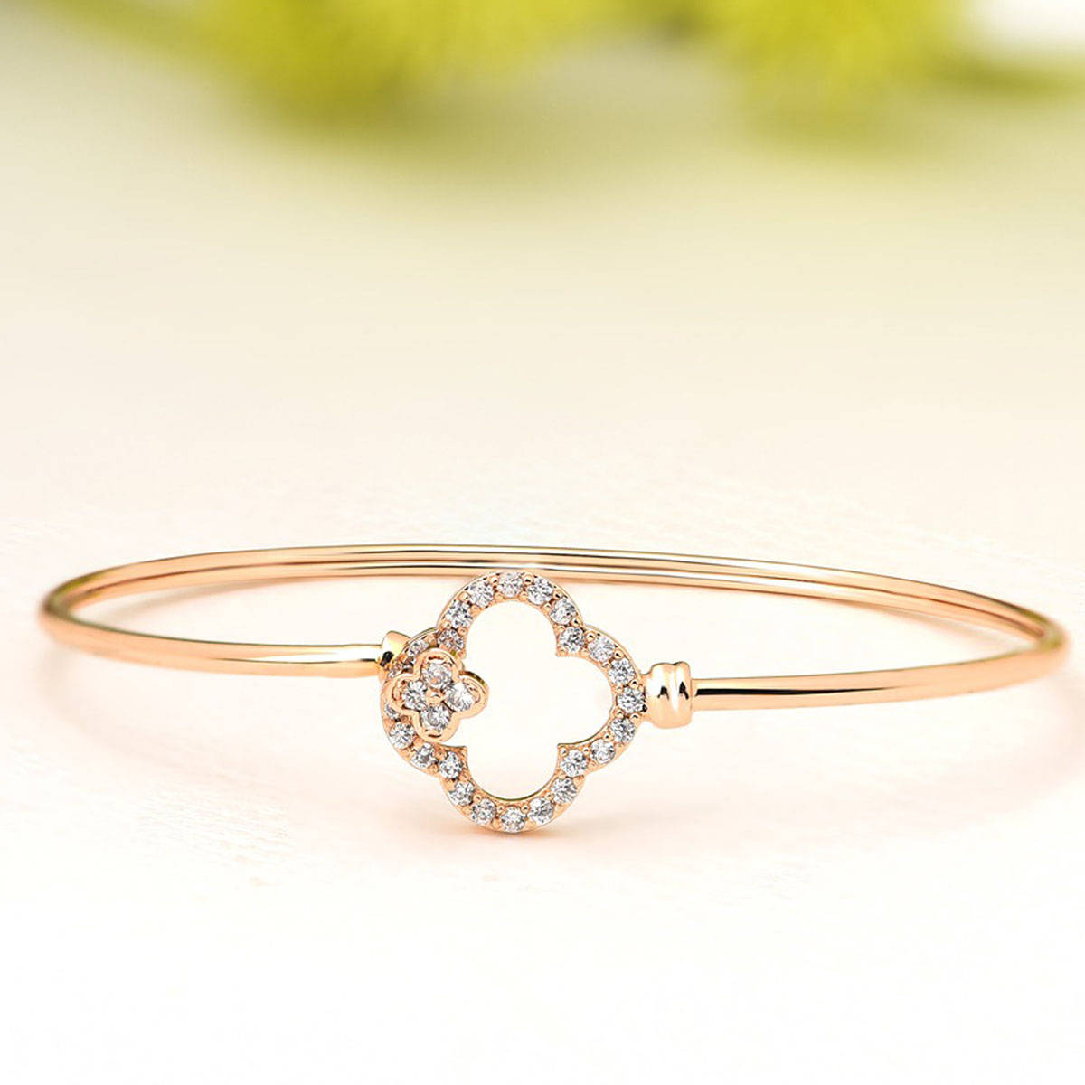 Zaveri Pearls Rose Gold Cubic Zirconia Bangle Style Kada Bracelet-ZPFK10708