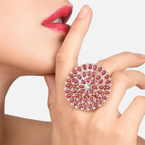 Buy Zaveri Pearls Rani Pink Stones Floral Look Ethnic Statement