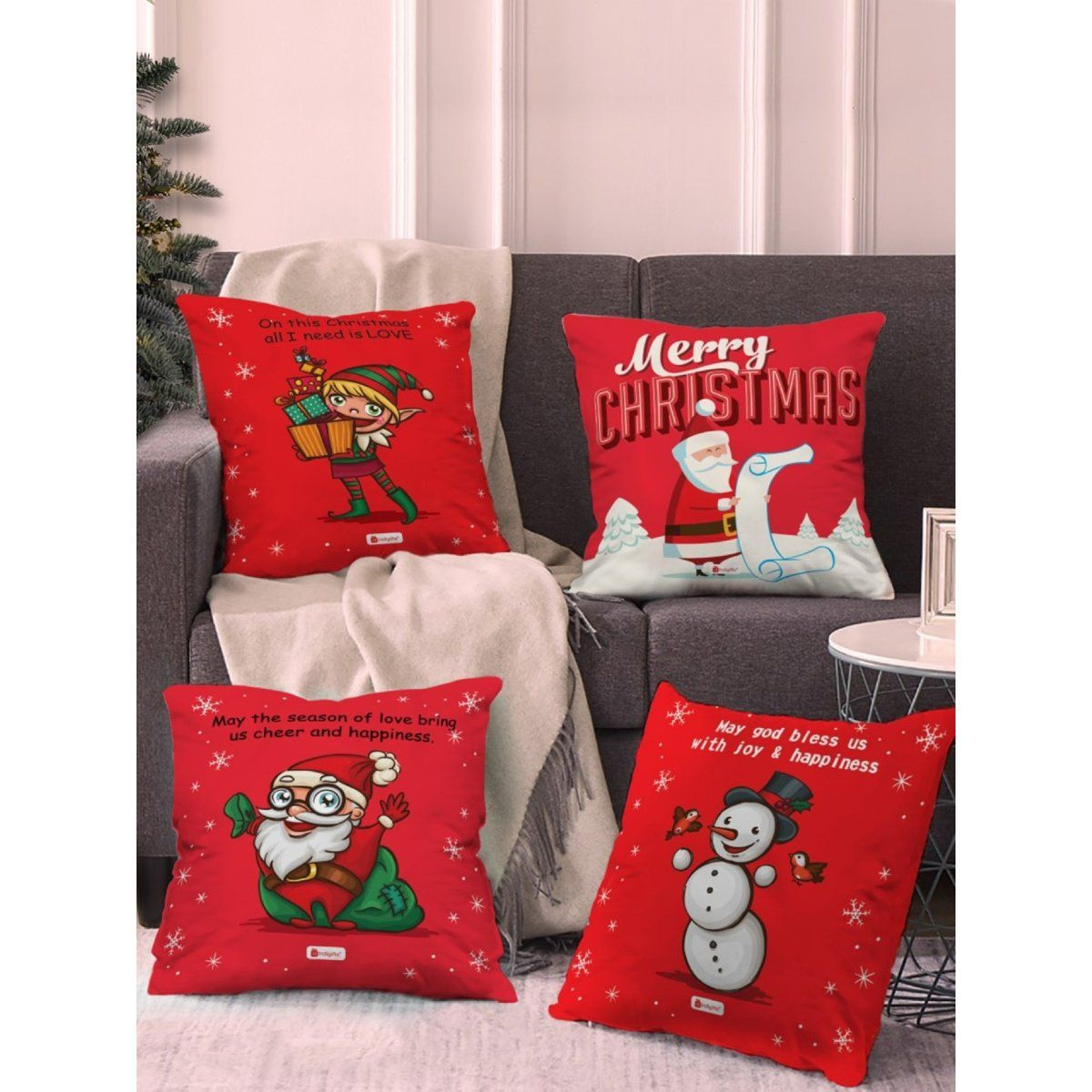 Indigifts Holiday Fun with Cute Christmas Characters Poly Satin ...