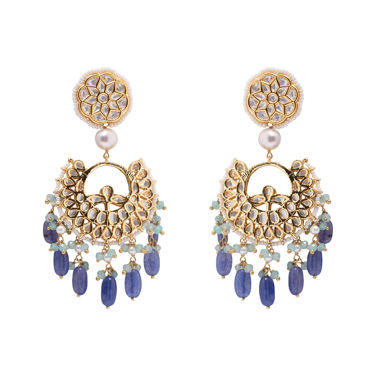 Joules By Radhika Deluxe White and Blue Dangle Earrings: Buy Joules By ...