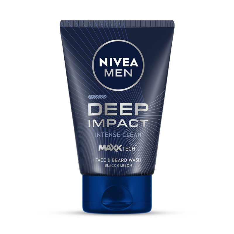 NIVEA MEN Face Wash, Deep Impact Intense Clean, for Beard & Face, with Black Carbon