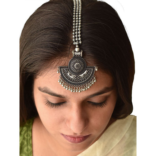 Buy Teejh Saransha Silver Oxidized Maang Tikka Online