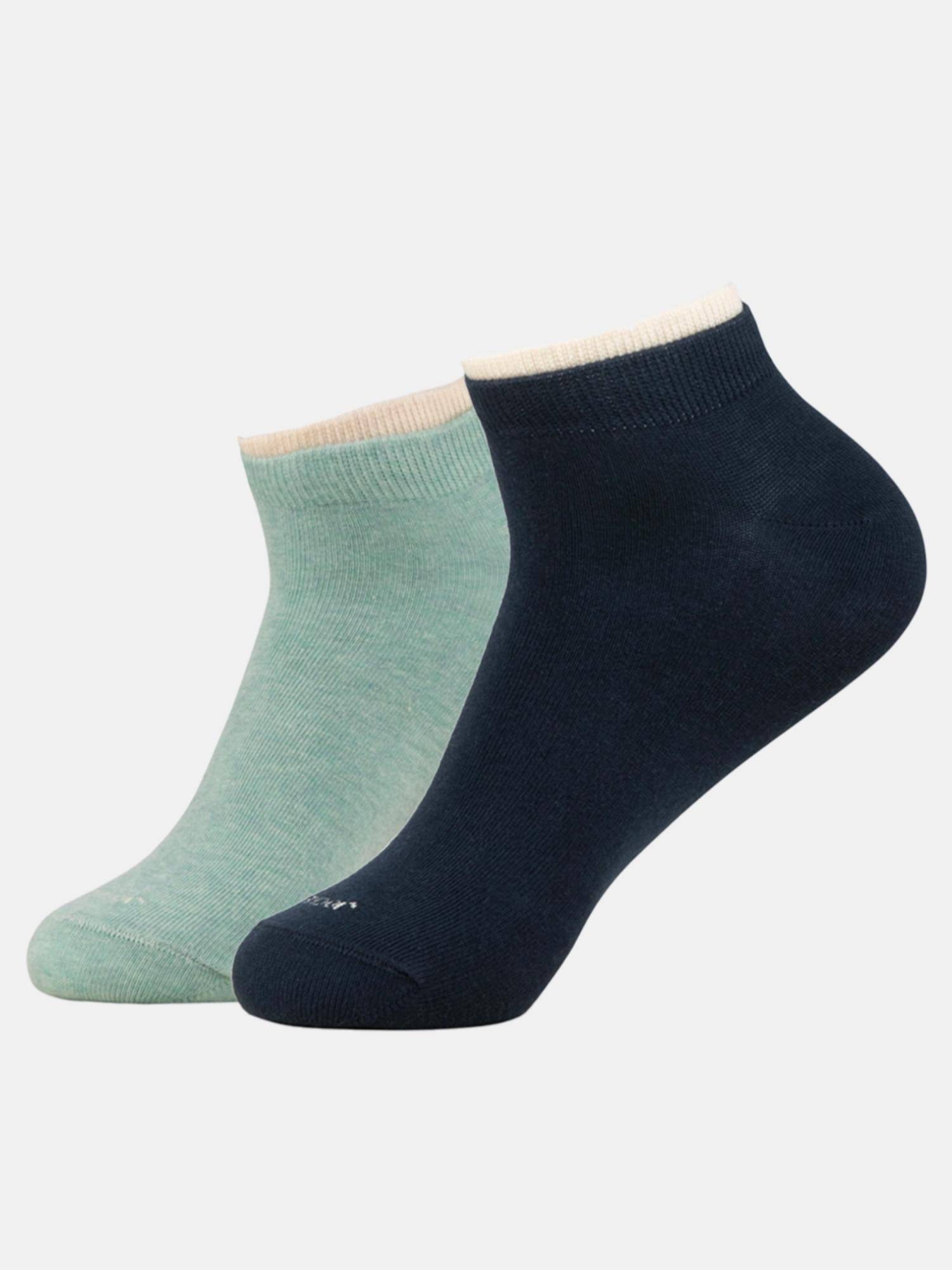 Jockey 7491 Women Cotton Low Show Socks - Navy & Ether Melange (Pack of 2)