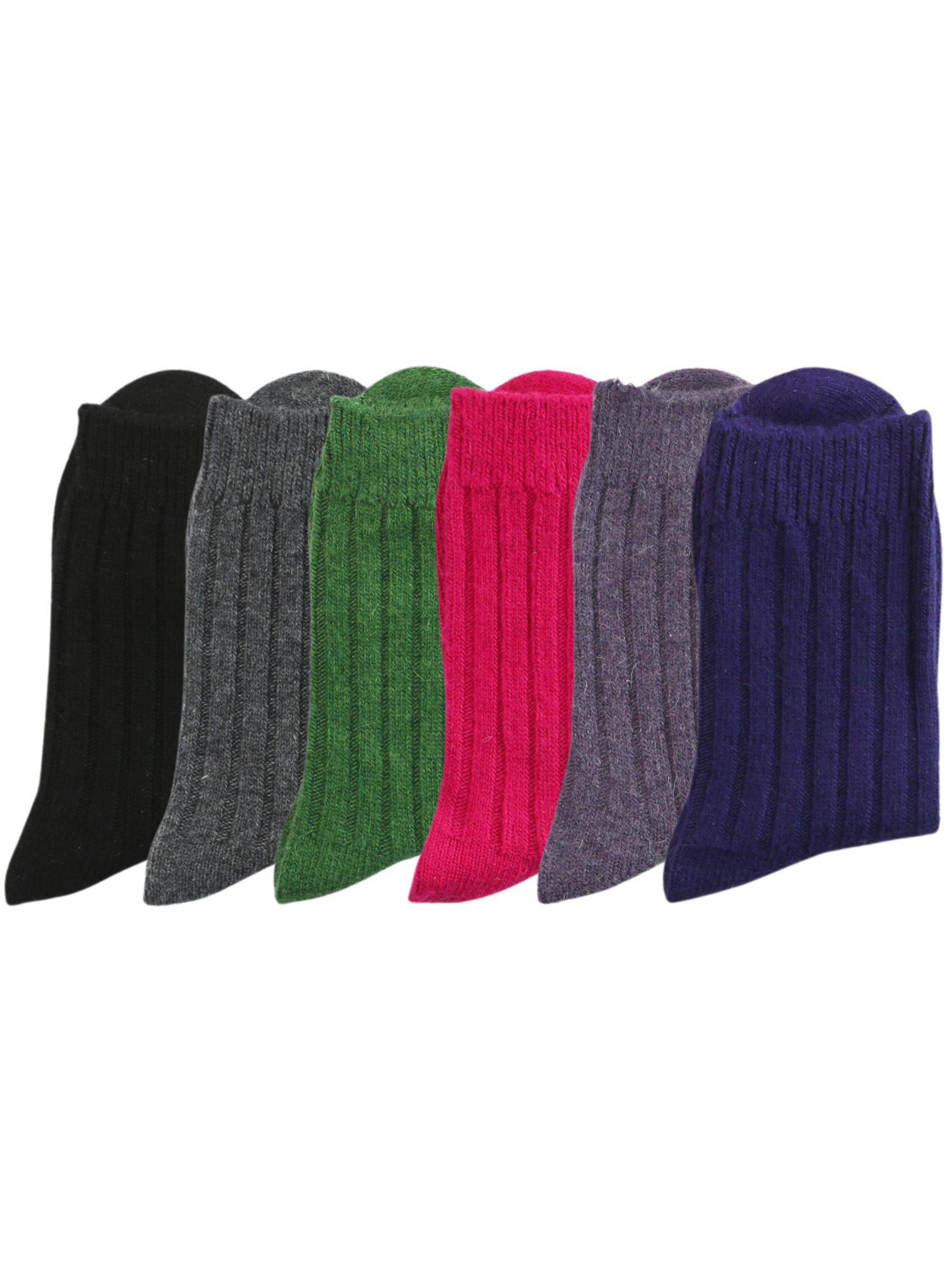 NEXT2SKIN Women’s Woollen Crew Length Ribbed Pattern Winter Soft Warm & Cozy Socks (Pack of 6)