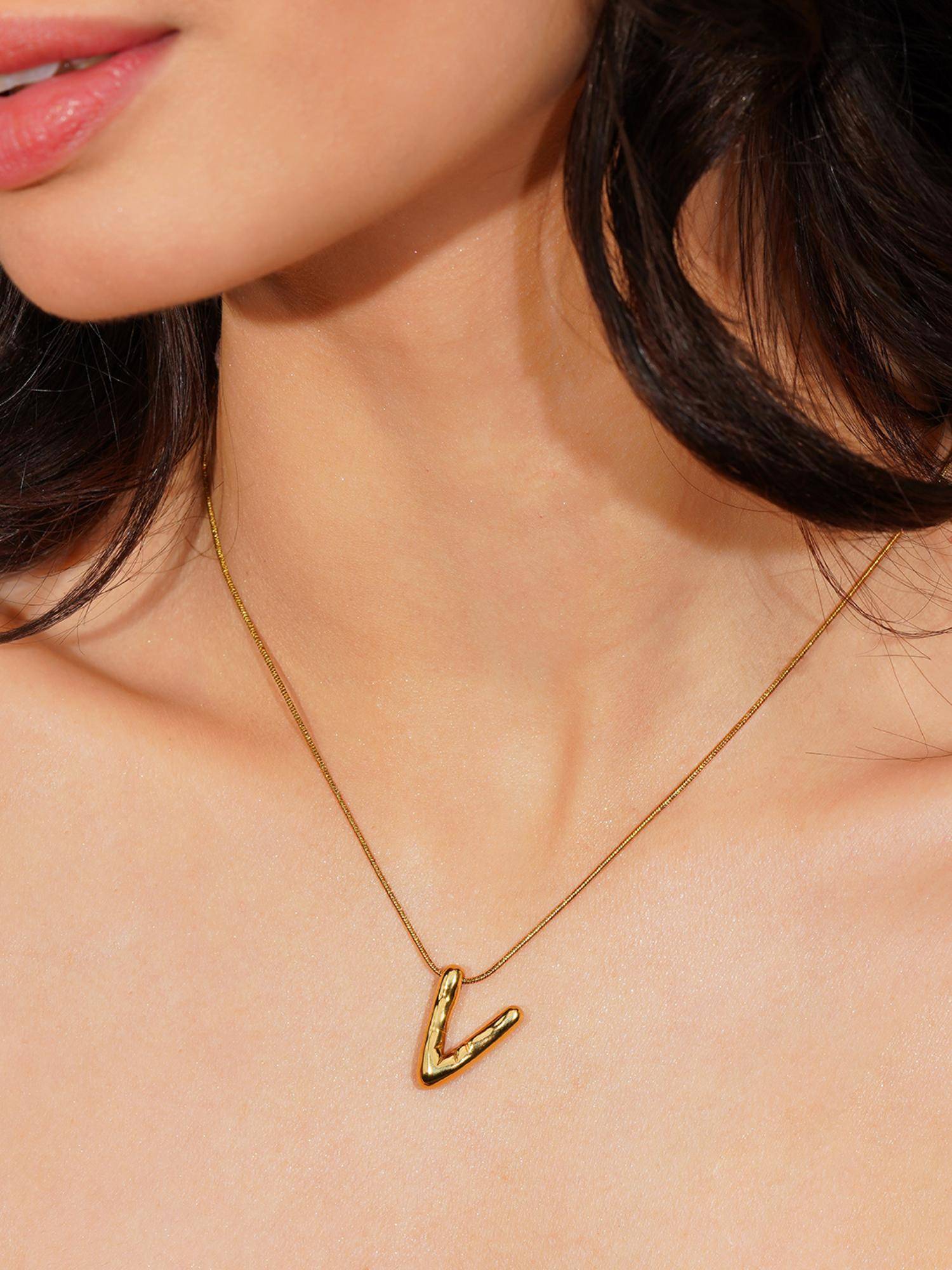 AANURA Sculpted V Pendant Necklace