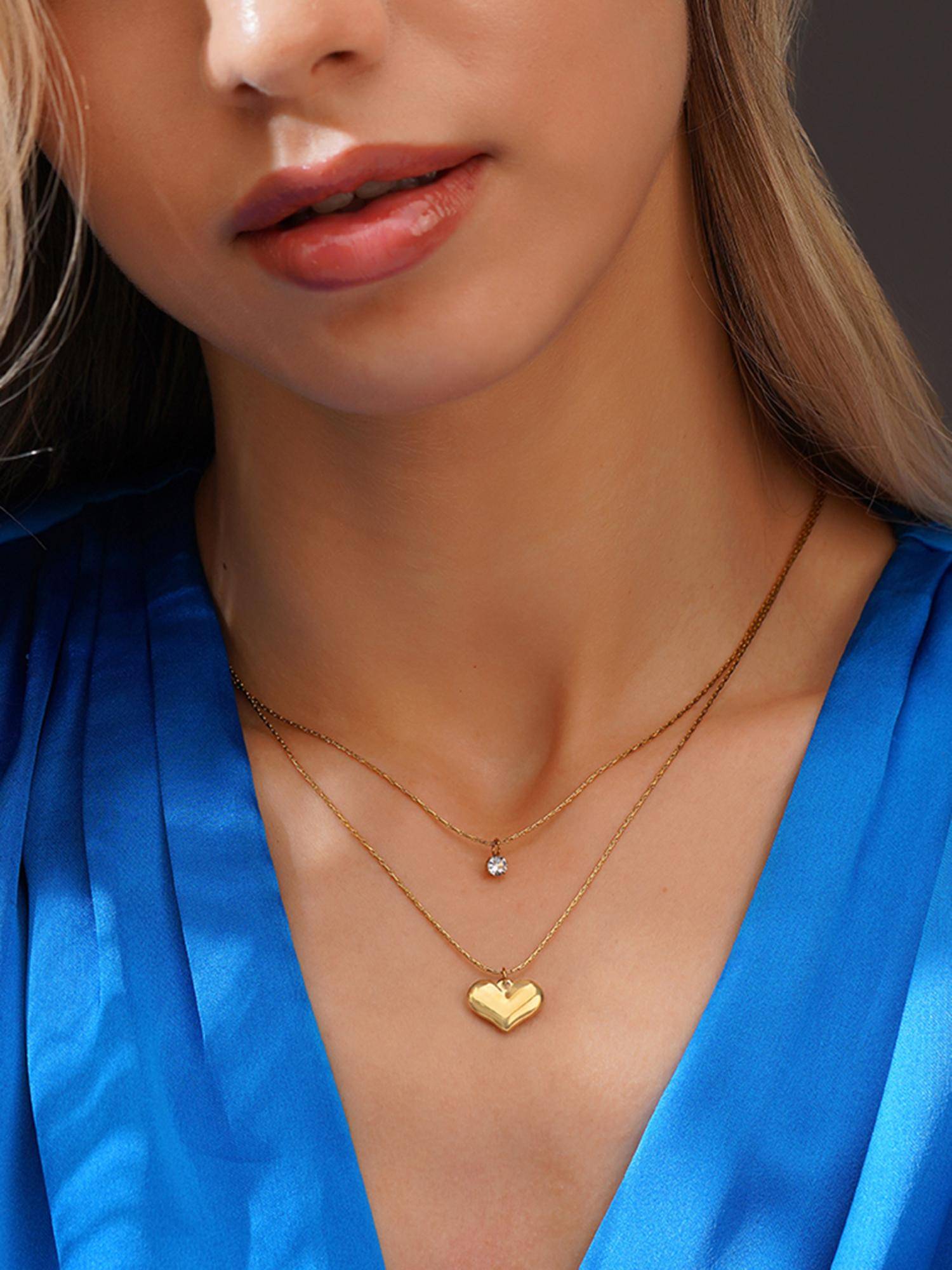 AANURA Dual Heart Layered Necklace