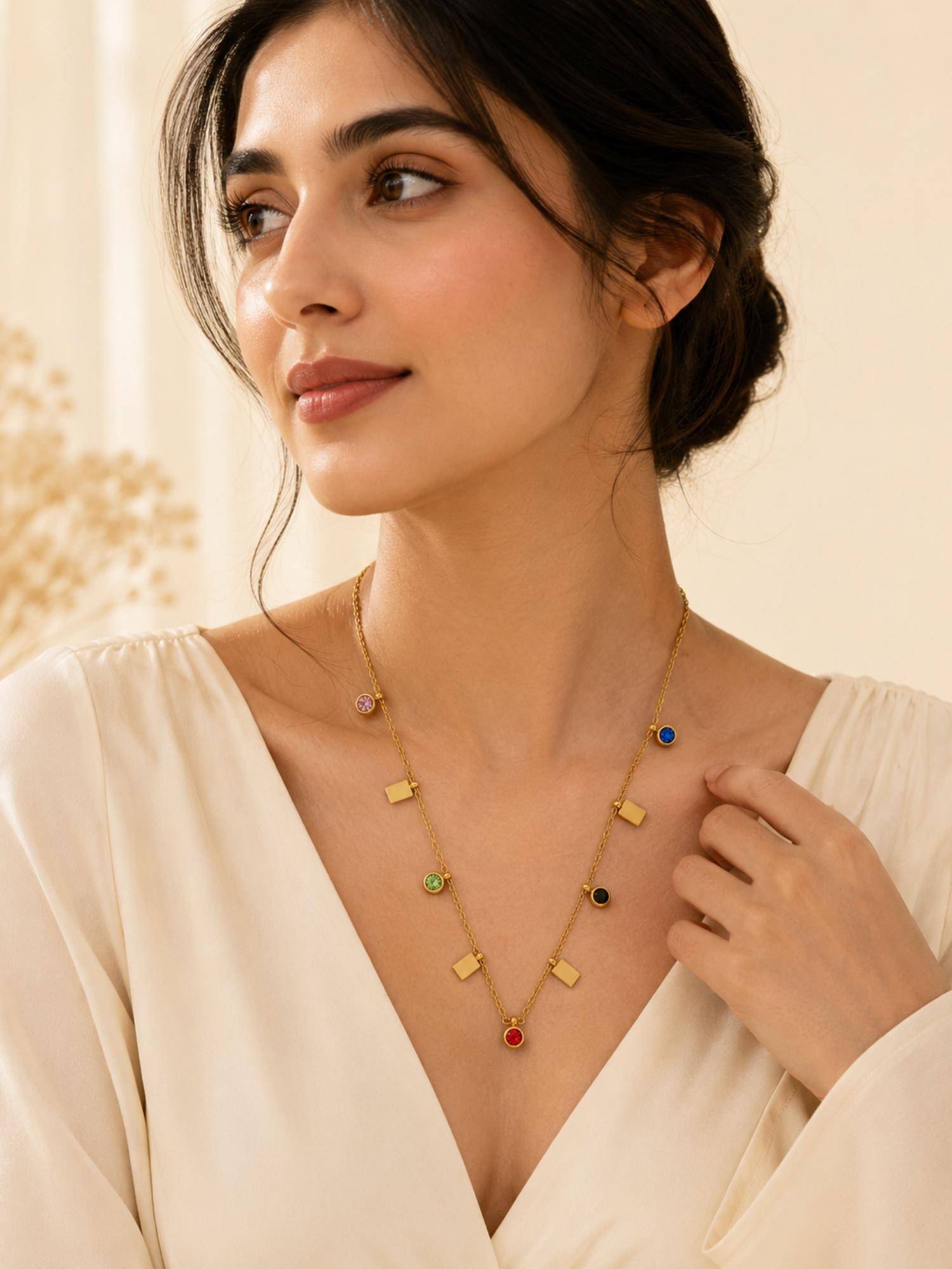 AANURA Multi-Colour Crystal Charm Necklace