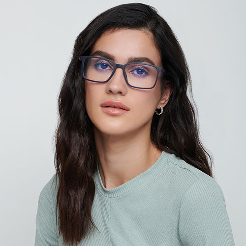 Lenskart Blu Blue Rectangle Large Blue Cut Anti-Glare Zero Power Computer  Glasses for Men Women