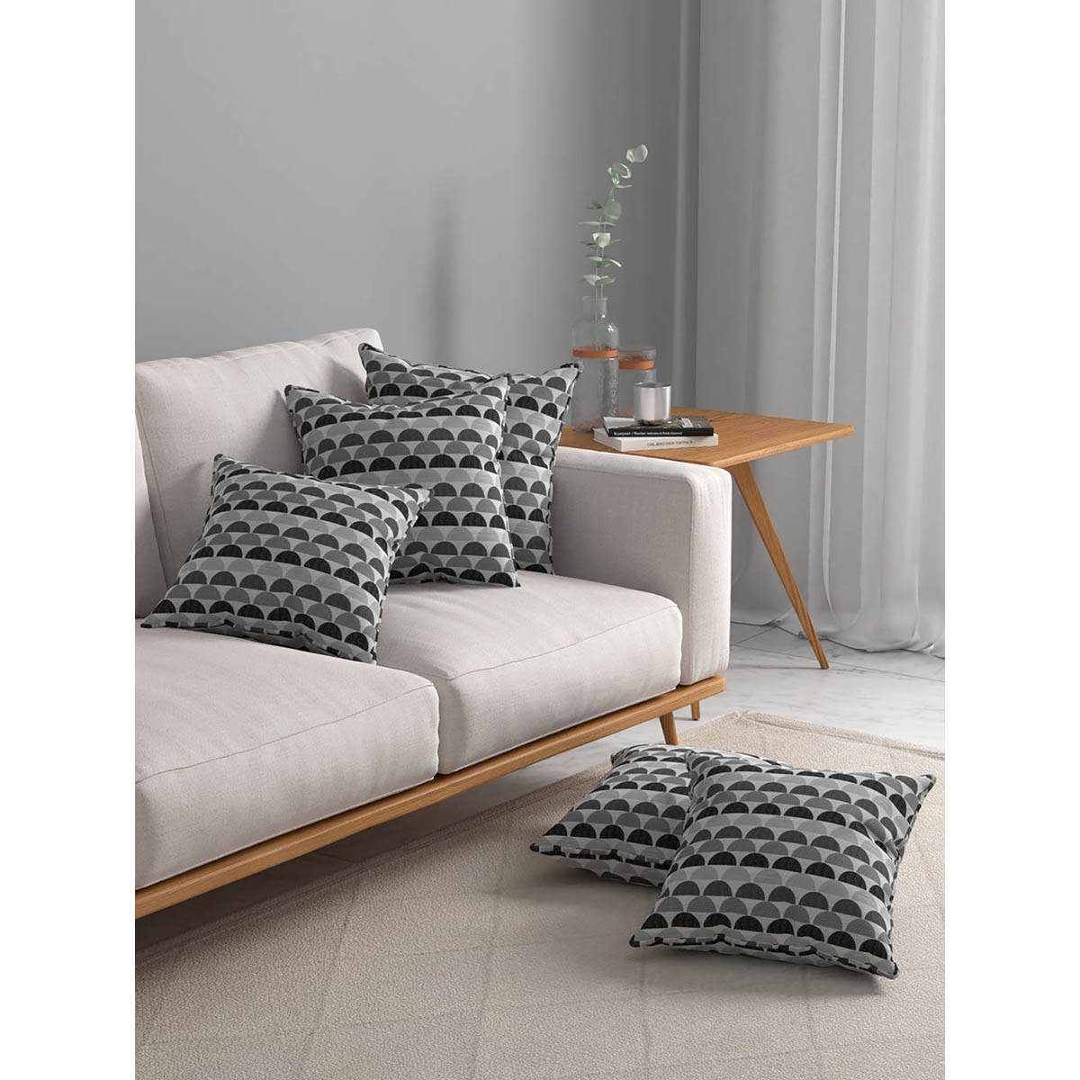 Rosara Home Textured Jacquard Square Cushion Covers (Pack Of 5)