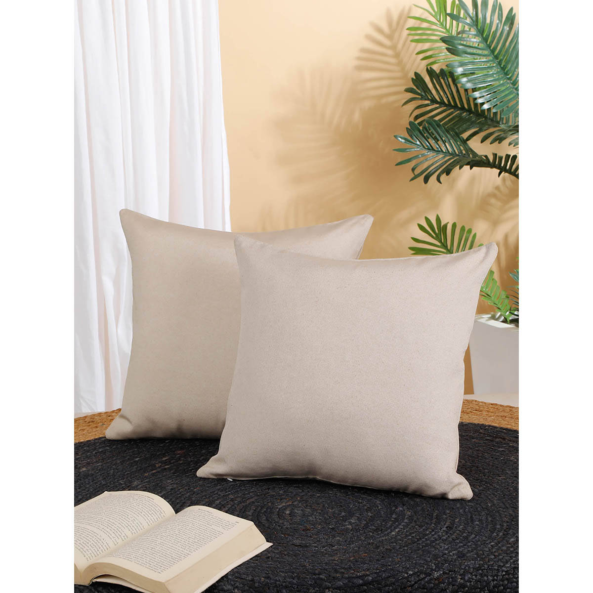 Rosara Home Solid Square Cushion Covers (Pack Of 2)