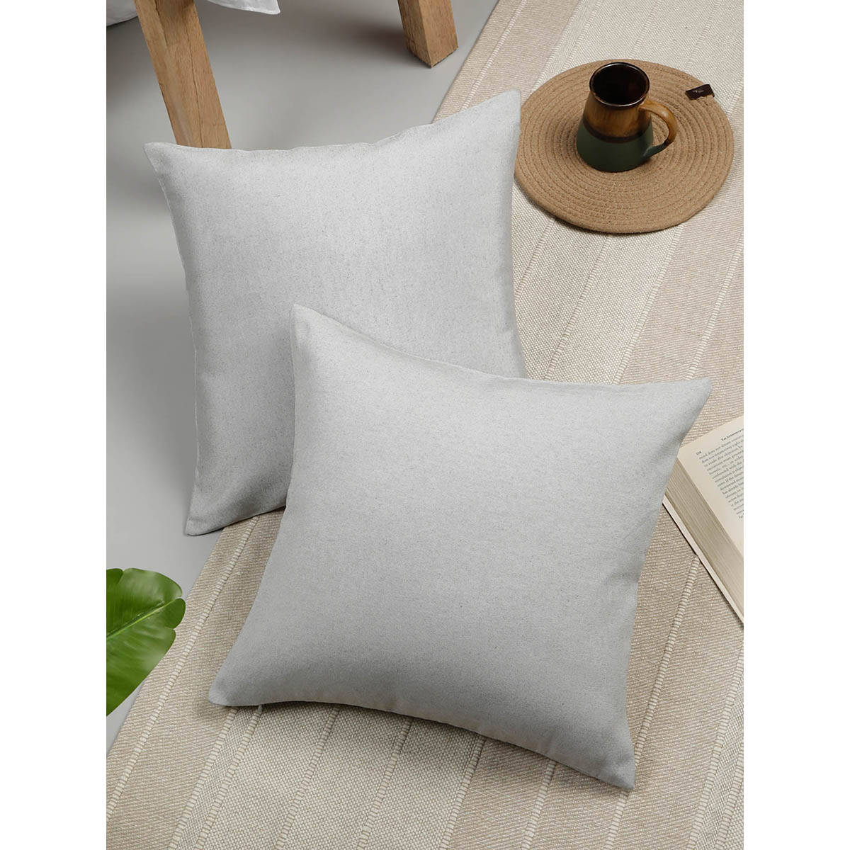Rosara Home Solid Square Cushion Covers (Pack Of 2)