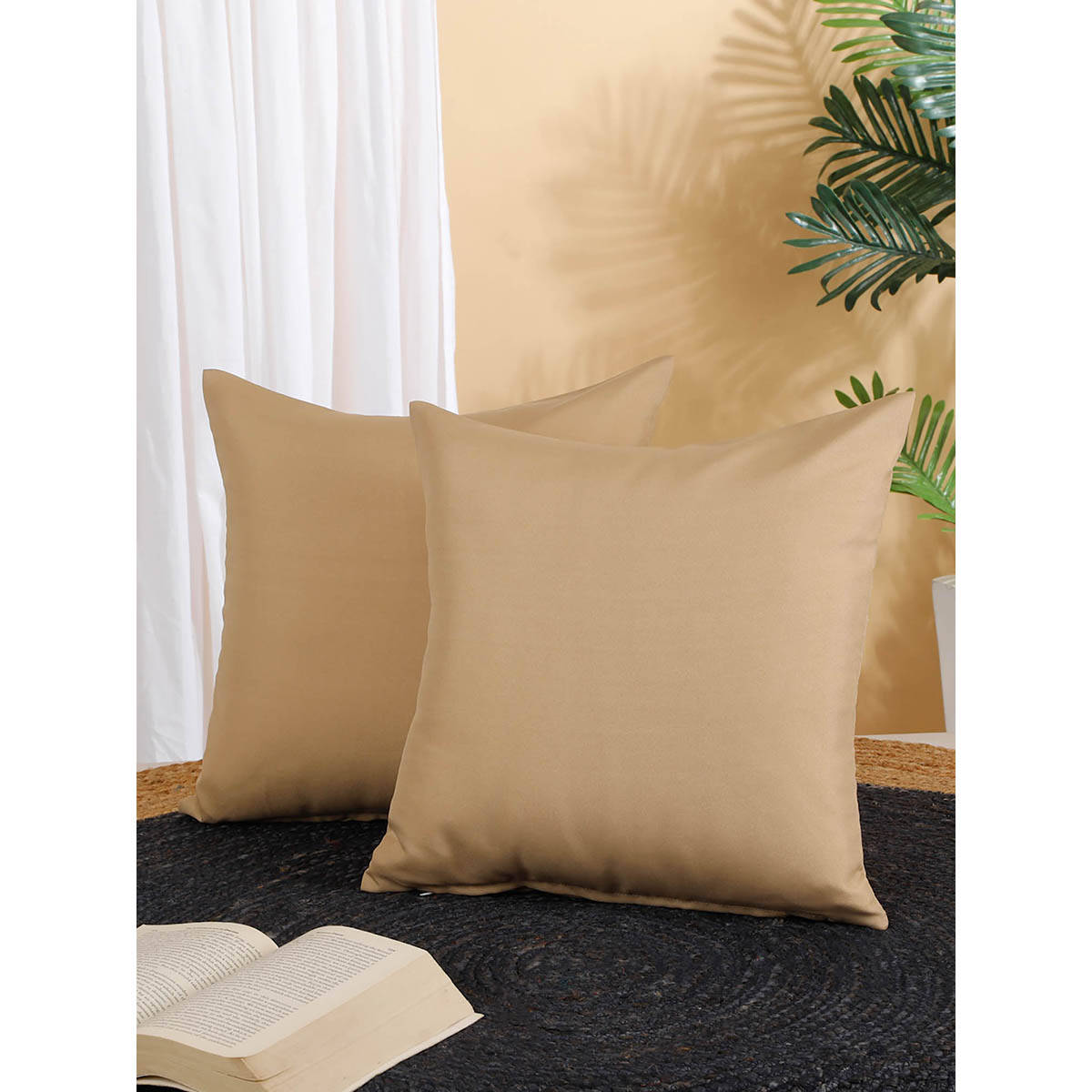 Rosara Home Solid Square Cushion Covers (Pack Of 2)