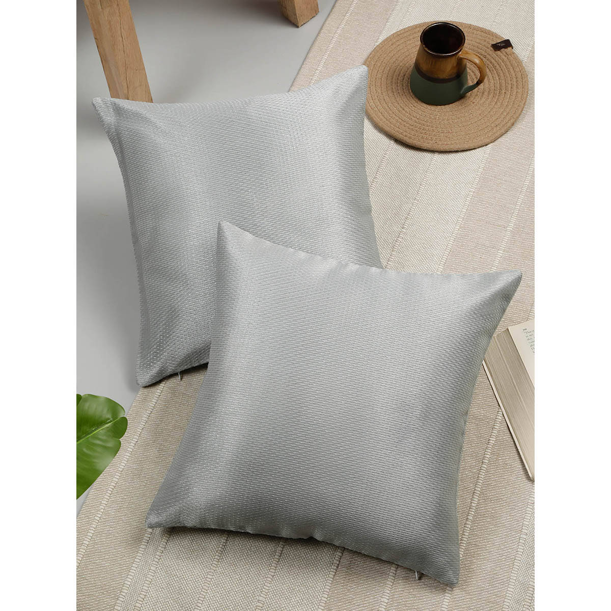 Rosara Home Striped Square Cushion Covers (Pack Of 2)