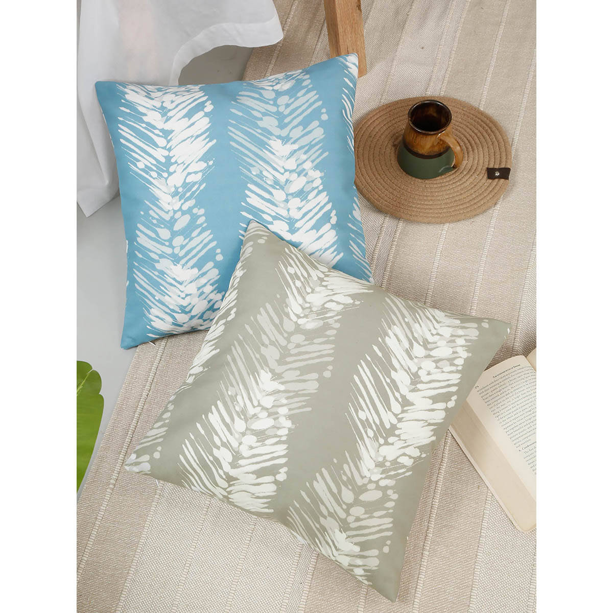 Rosara Home Abstract Square Cushion Covers (Set Of 2)
