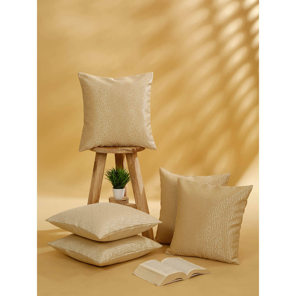 Rosara Home Jacquard Square Cushion Covers (Set Of 5)