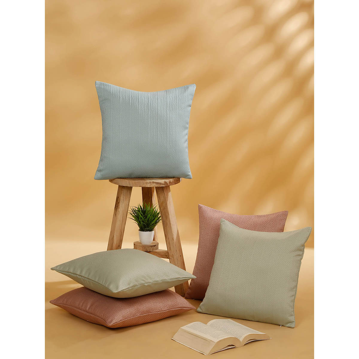 Rosara Home Jacquard Square Cushion Covers (Set Of 5)
