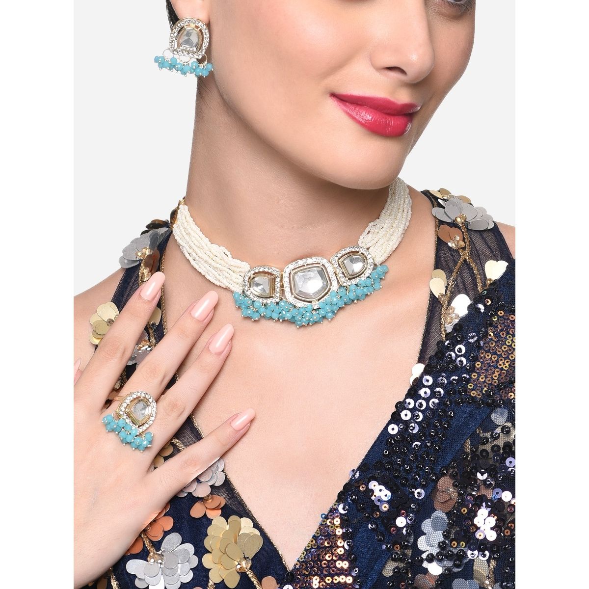 Siyona Turquoise Necklace Set – I Jewels
