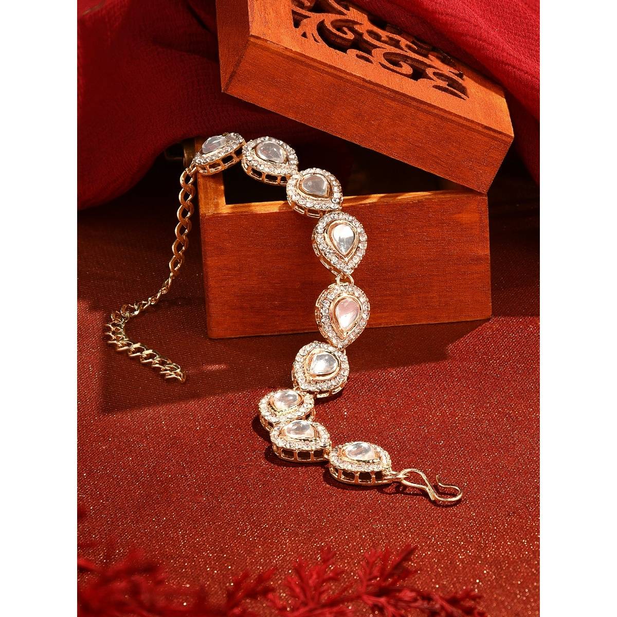 Zaveri Pearls Gold Tone Dazzling Kundan & AD Ethnic Bracelet - ZPFK16498