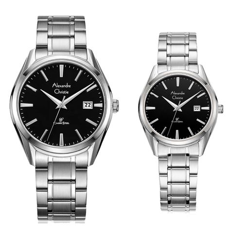 Buy Alexandre Christie Unisex Classic Steel Black Dial Round Watch