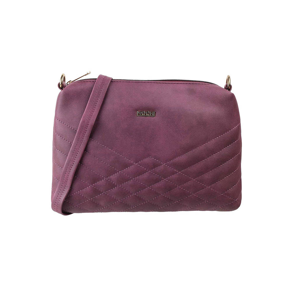 Metro Purple Solid Leather Sling And Cross Bag