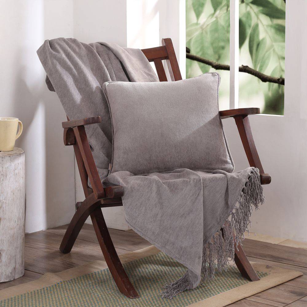 Maspar Colorart Jessica Solid 310gsm Cotton Grey Small Cushion Cover