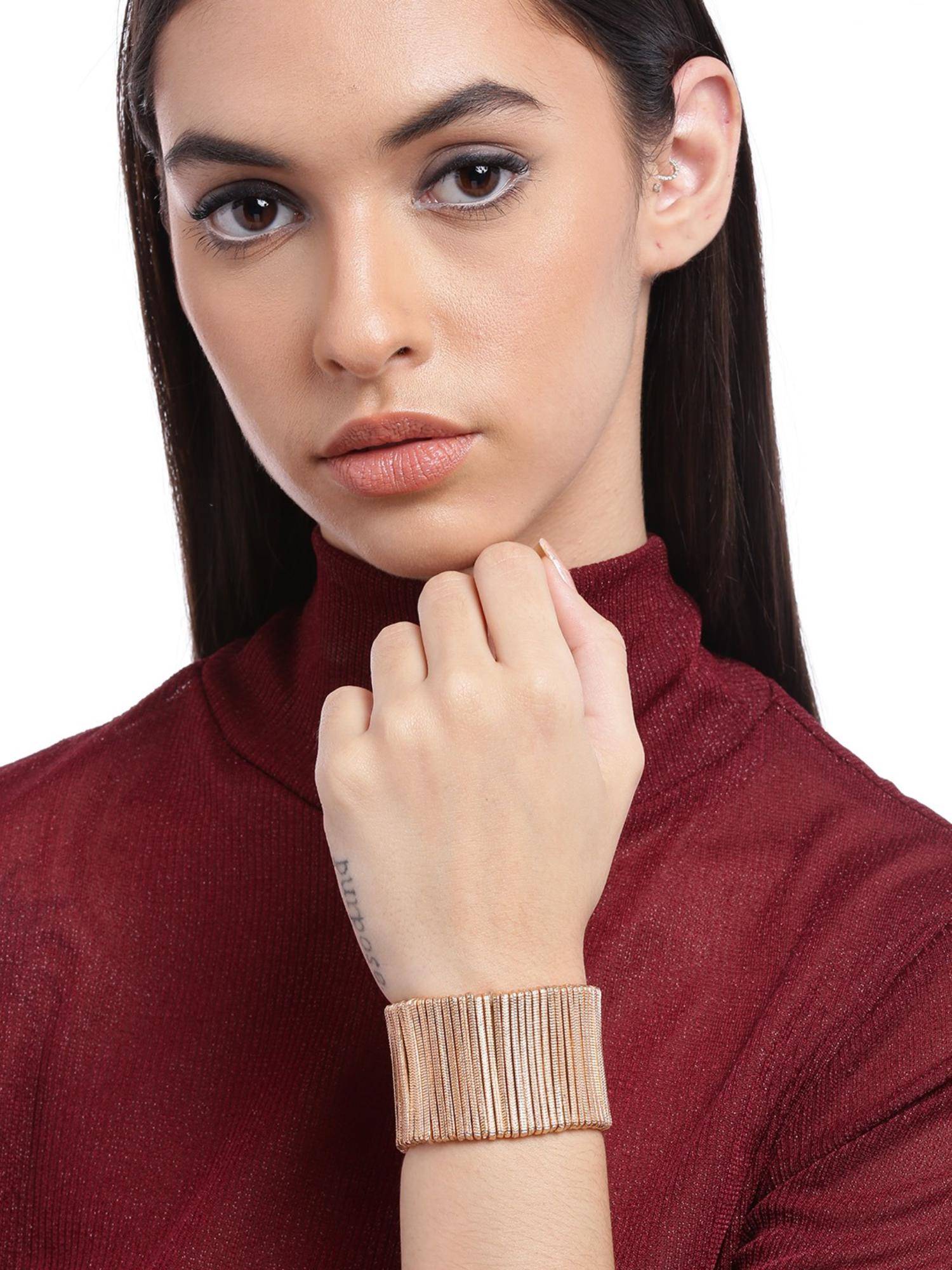 RICHEERA Women Rose Gold-Plated Elasticated Bracelet