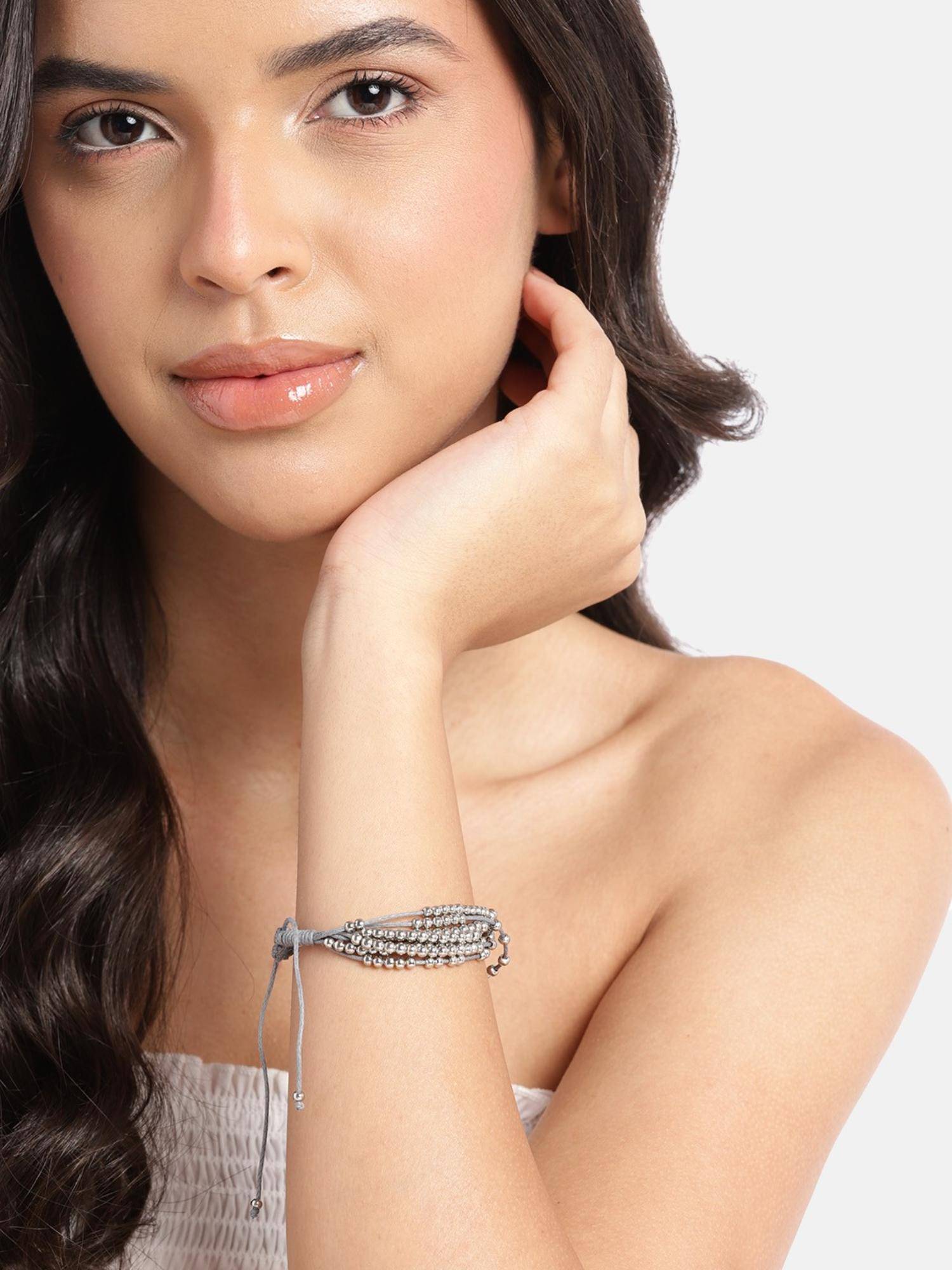 RICHEERA Women Silver-Plated Grey Bracelet