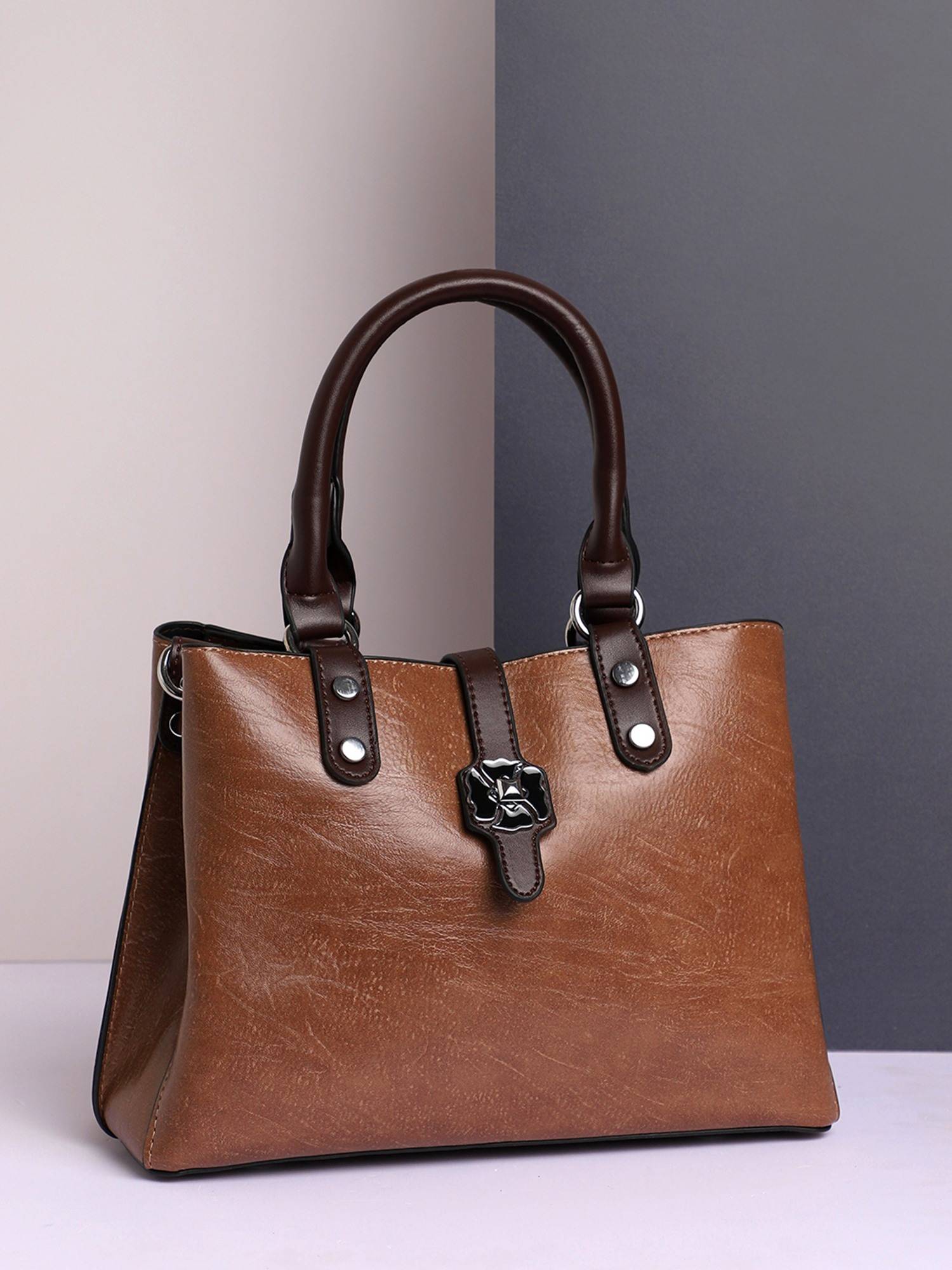 Haute Sauce Brown Textured Handbag For Women