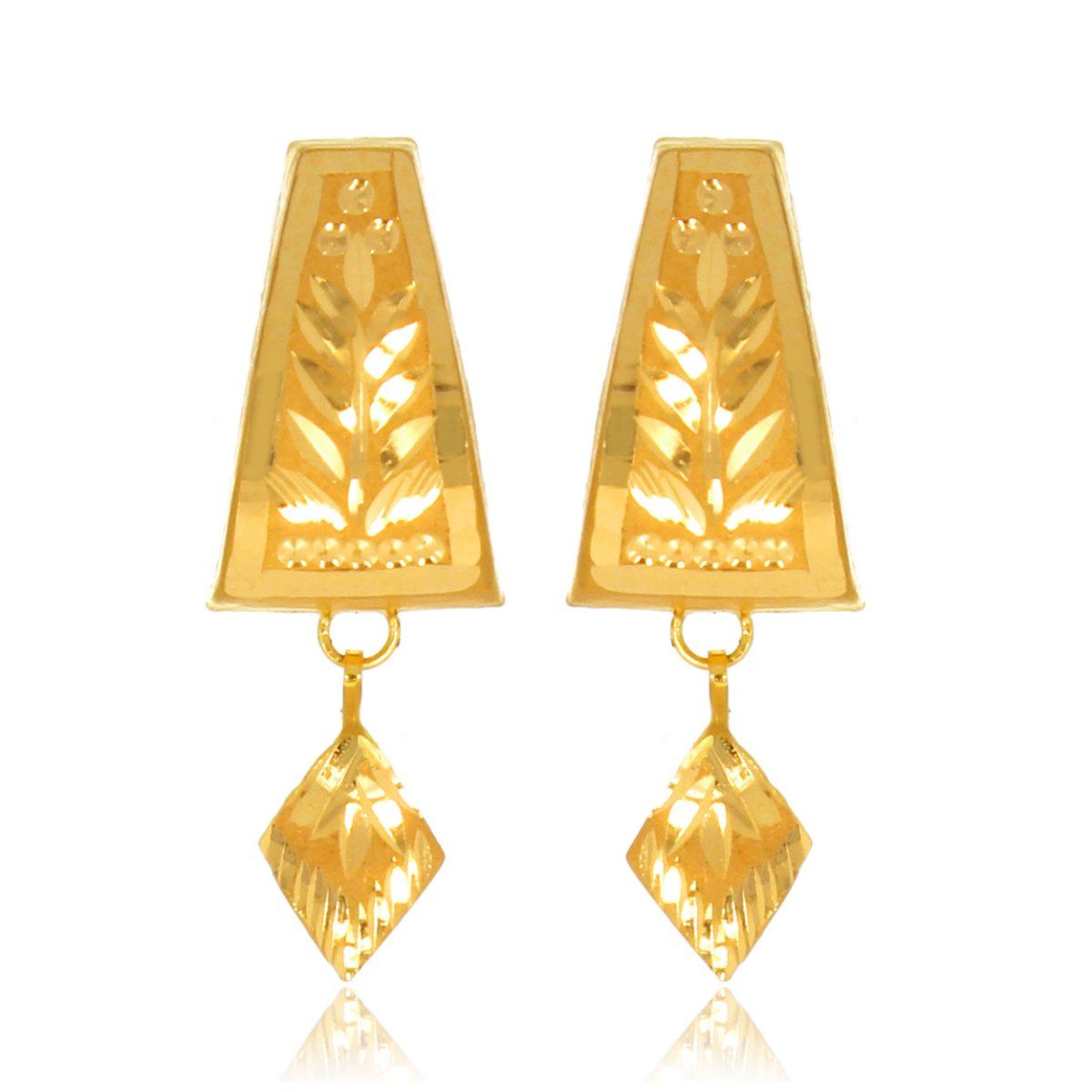 Sparkling Bali Style 22K Gold Drop Earrings