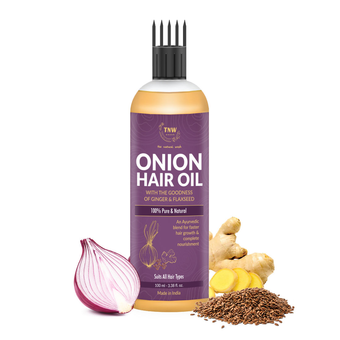 TNW The Natural Wash Onion Hair Oil for Hair Growth & Reduce Hair Fall with Comb Applicator