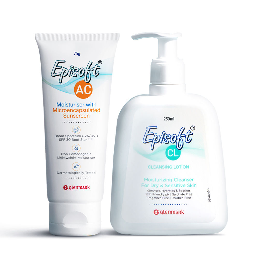 Episoft AC Moisturiser SPF + Cleansing Lotion For Sensitive Skin Combo