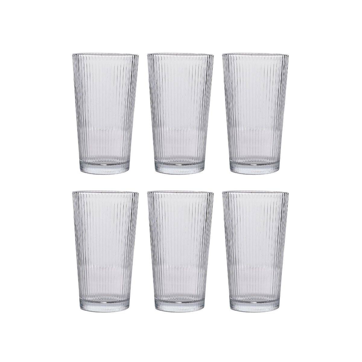 Nestasia Set Of 6 350ml Transparent Fluted Tall Glass Tumblers