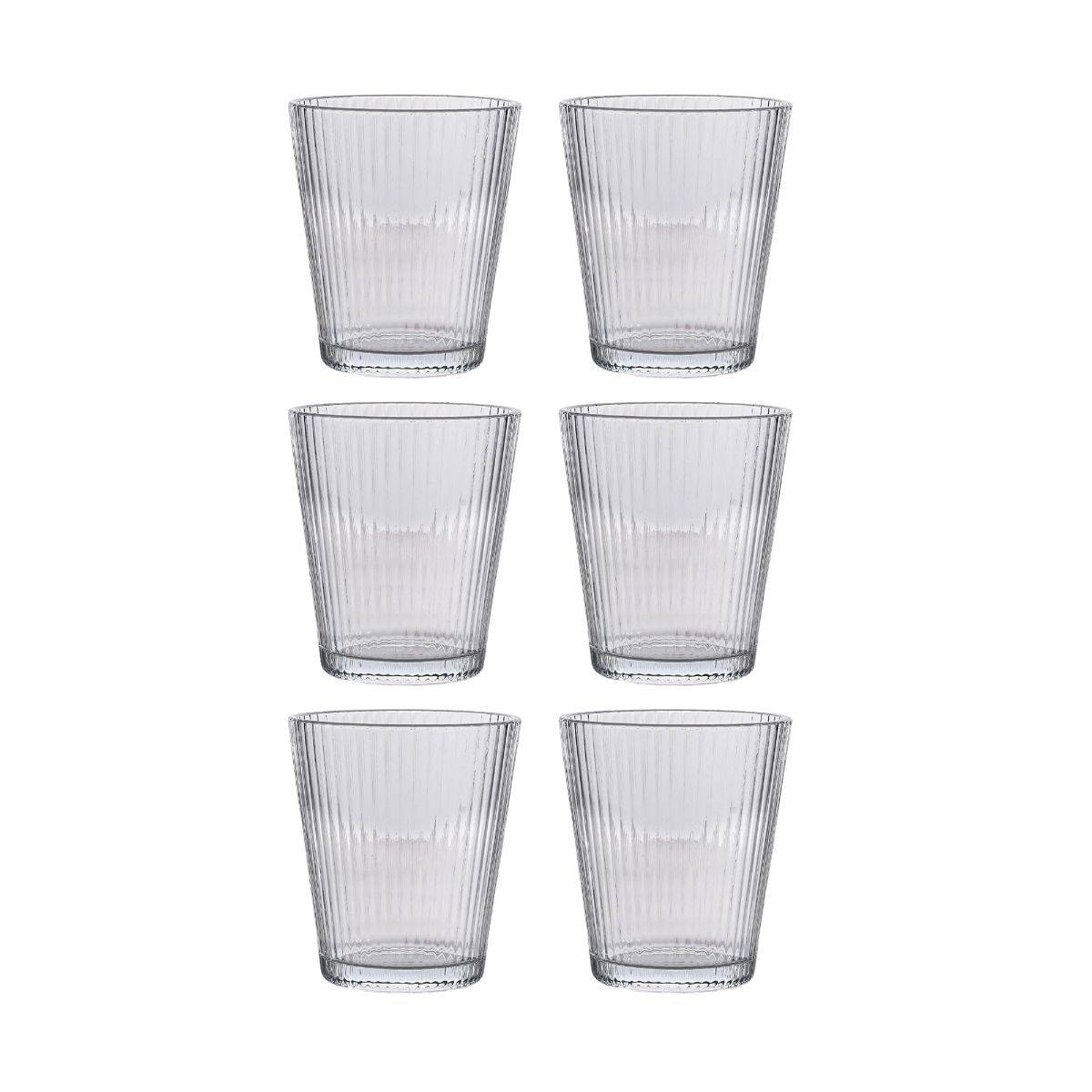 Nestasia Set Of 6 260ml Transparent Fluted Glass Tumblers