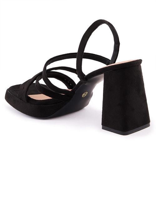 Buy ROCIA By Regal Black Women Strappy High Block Sandal Heels Online
