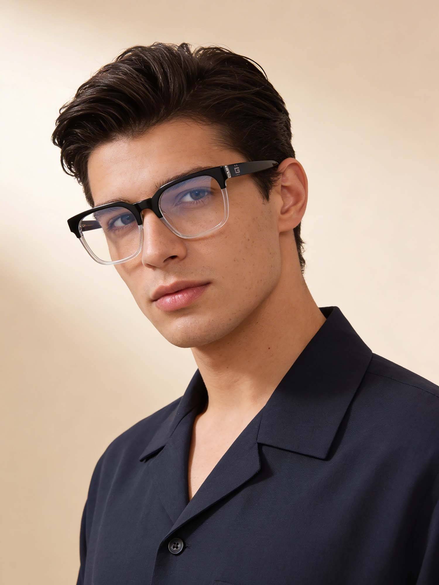 Guess Eyewear for Men with Shiny Black-Crystal Acetate Frame (53)