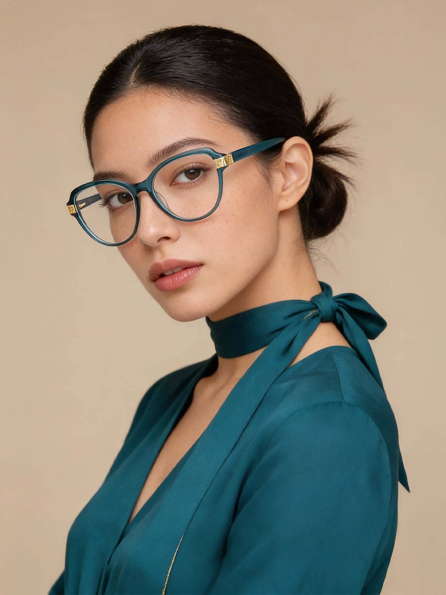 Guess Eyewear for Women with Shiny Crystal Blue-Silver Acetate Frame (55)