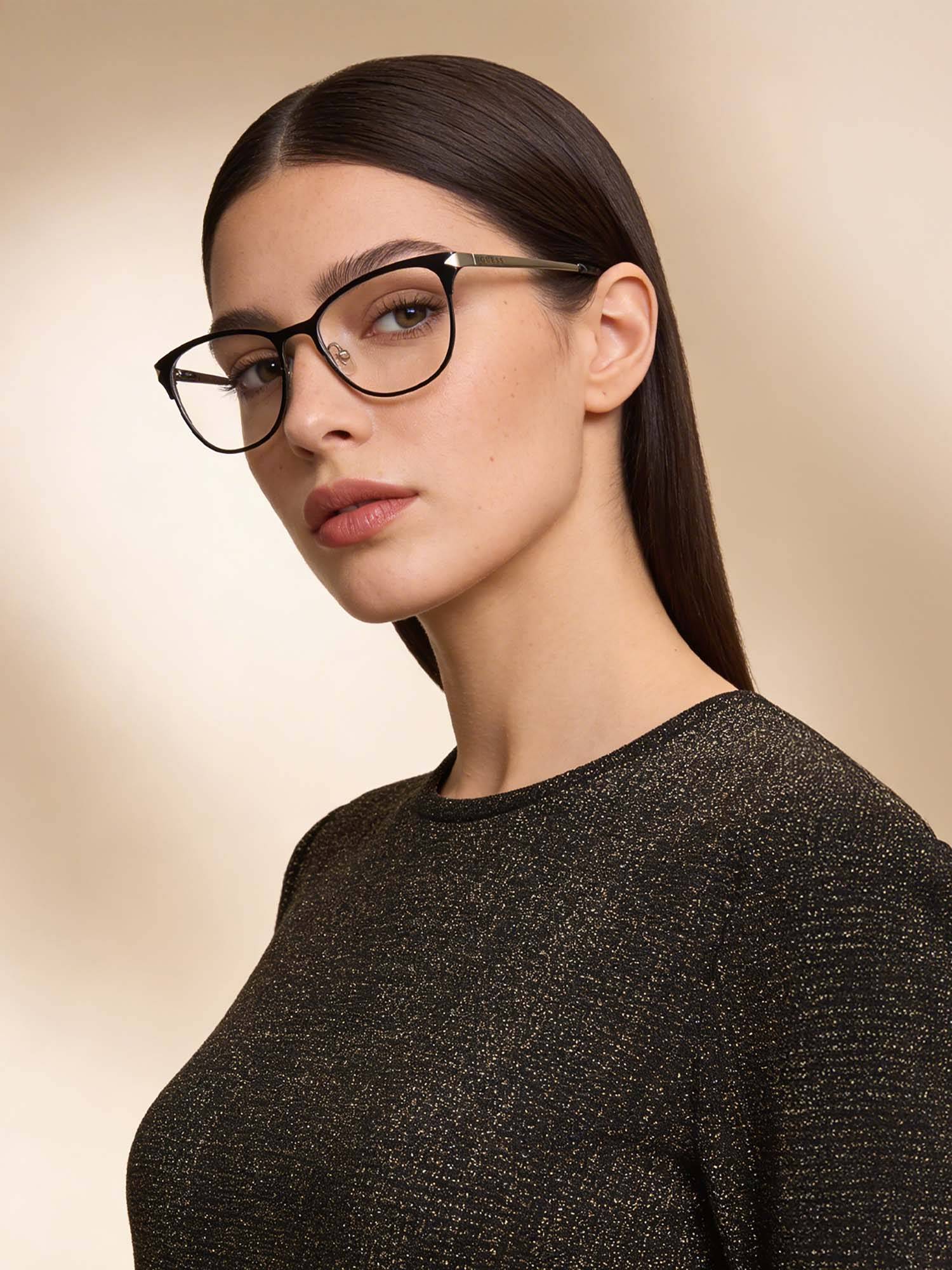 Guess Eyewear for Women with Shiny Black-Shiny Light Gun Metal Frame (49)